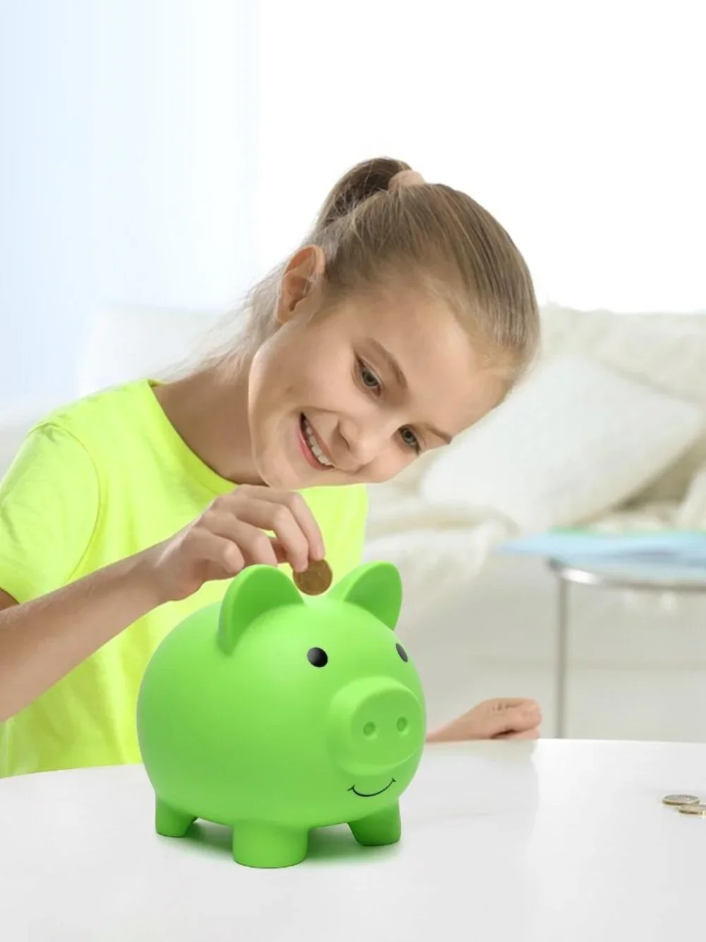 Piggy Bank, Coin Bank for Boys and Girls, Children's Plastic Shatterproof Money